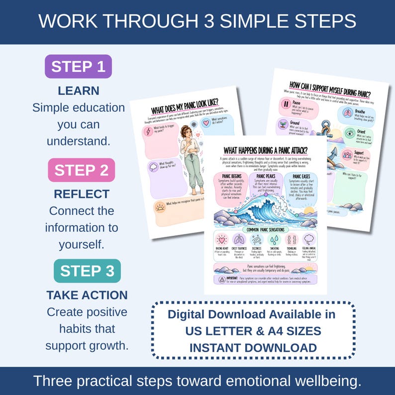 Panic Attack Relief Worksheets: Calming Strategies, Coping Skills for ...