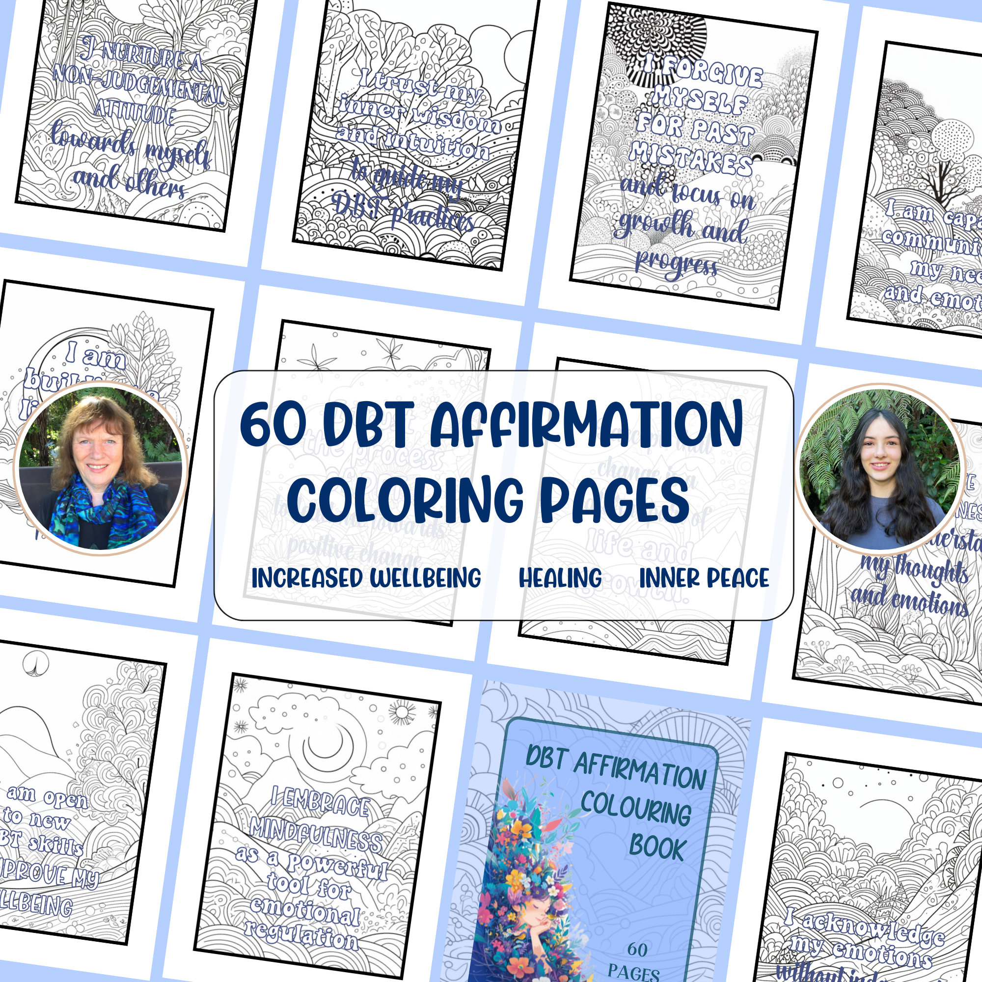 DBT Affirmation Coloring Pages Mindfulness Dialectical Behavior Therapy colouring printable sheets positive digital download quotes for BPD
