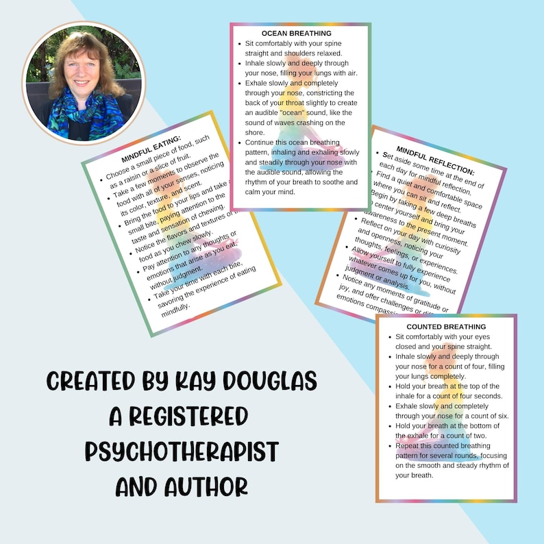 These flashcards have been created by Kay Douglasm a psychotherapist and an author.