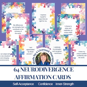 64 Neurodiversent Affirmationskarten ADHD Autismus Neurovielfalt Deck Positive Karteikarten Druckbare digitaler Download Ressourcen für Erwachsene oder Teenager