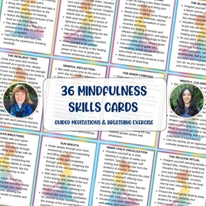 36 Tarjetas de Atención Plena Guiones de Meditación Guiada Regalo para ella Ejercicios de Respiración Regulación Emocional Ansiedad Descarga Digital Imprimible PDF