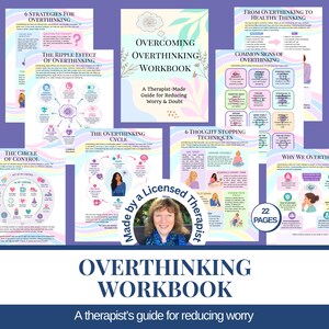 Overthinking Workbook Anxiety Journal Therapy worksheets Therapist resources Worry Relief Worksheets Therapist-Made  coping skills PDF