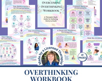 Overthinking Workbook Anxiety Journal Therapy worksheets Therapist resources Worry Relief Worksheets Therapist-Made  coping skills PDF