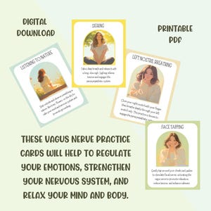 These vagus nerve practice cards will help to regulate your emotions, strength your nervous system, and relax your mind and body.