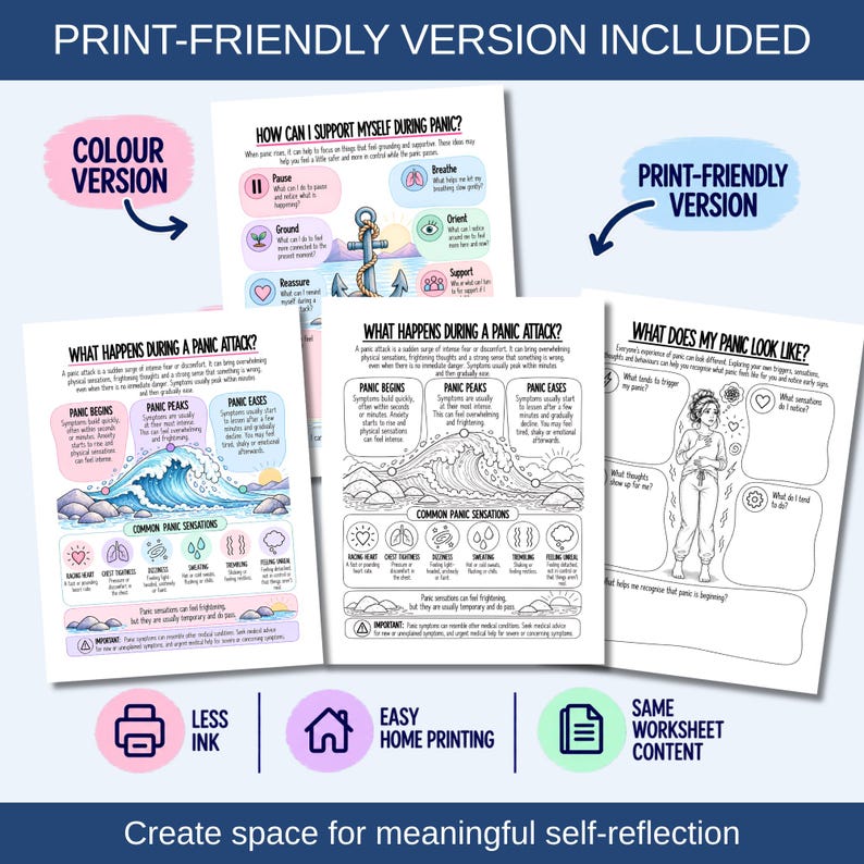Panic Attack Relief Worksheets: Calming Strategies, Coping Skills for ...