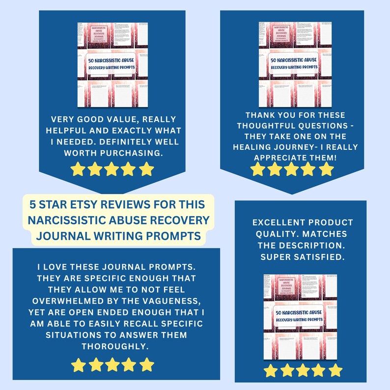 These Narcissistic Abuse Recovery Writing Prompts have 5 star reviews on Etsy