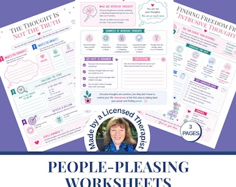 Intrusive Thoughts Worksheets | Stop Overthinking | Cognitive Distortions  | Counseling resources |  Self regulation |  Digital Download PDF