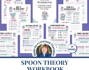 Spoon Theory Workbook | Chronic Illness Planner | Burnout Self-Care | Invisible Illness Coping Skills | Printable Stress Relief Worksheets