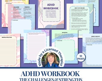 ADHD Journal Printable ADHD adult workbook Neurodivergent Attention deficit journal ADHD therapy tool kit Self help Teen therapy resources