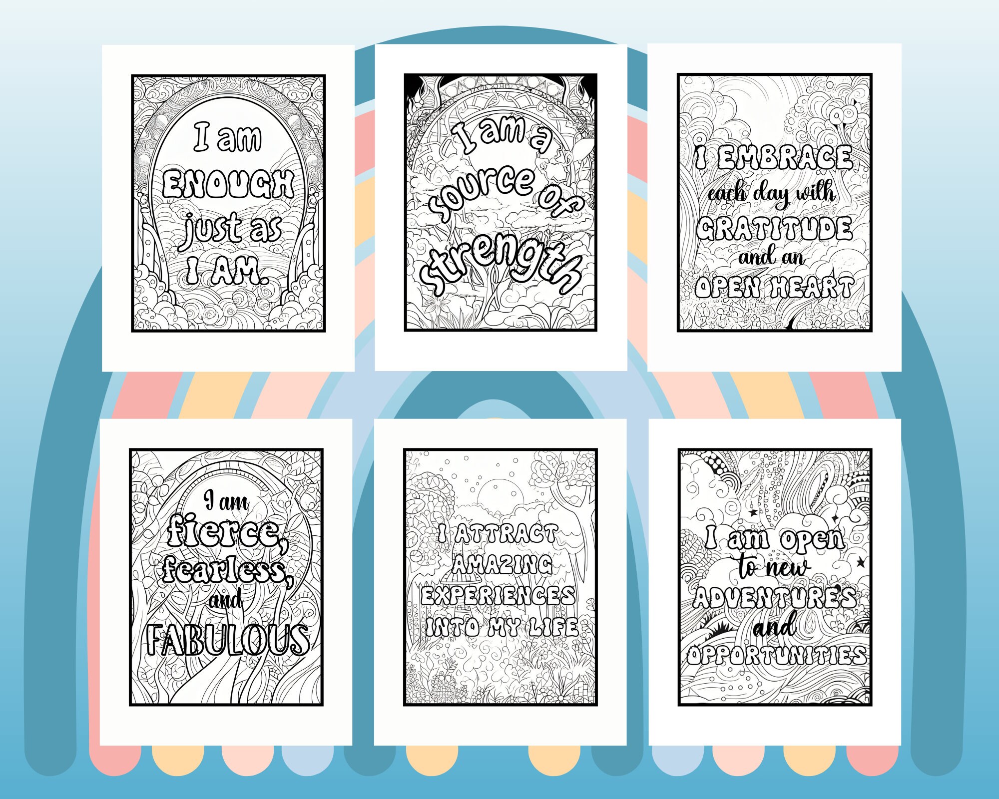 Affirmation Colouring Pages for Adults, Stress Relief Coloring Book ...