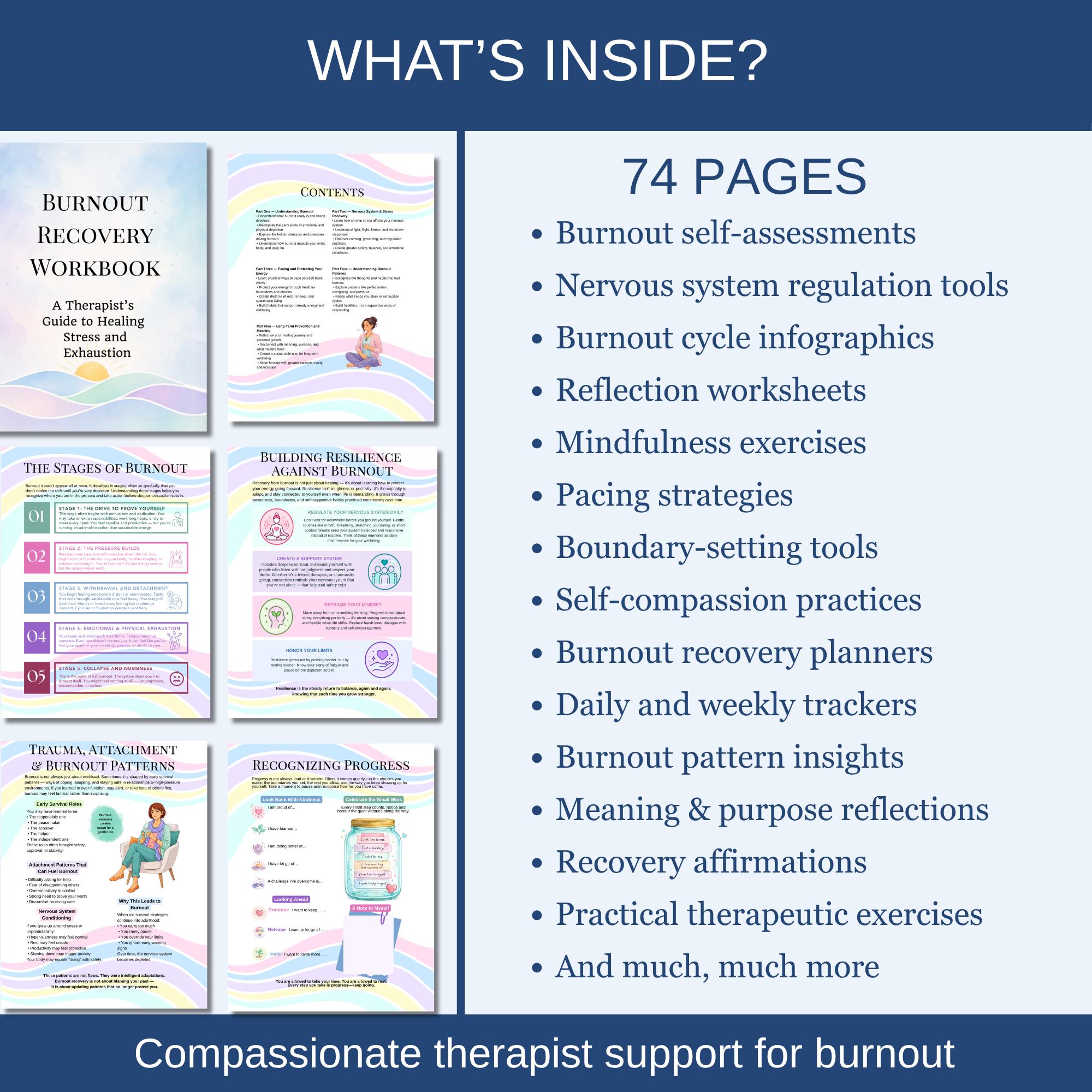 Burnout Recovery Workbook Printable Stress Relief Wellness Journal Self ...