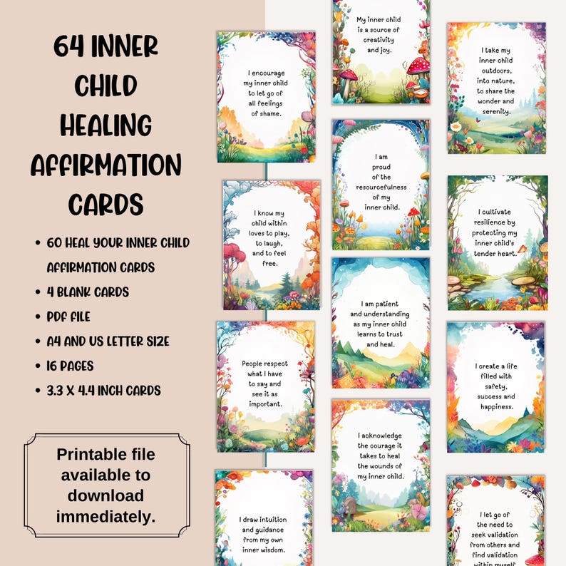 If you're recovering from childhood experiences and seeking to reparent and heal your inner child wounds these cards offer powerful words that will help you on your journey.
