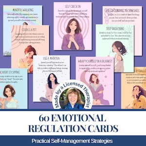 Tarjetas de regulación emocional Sistema nervioso Apoyo emocional Alivio del estrés Alivio de la ansiedad Habilidades de afrontamiento Herramienta de salud mental Recursos terapéuticos