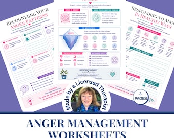 Anger Management  Worksheets | Impulse Control Coping Skills | Emotional regulation printable | Counseling resources |  PDF Digital Download