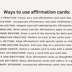Affirmation cards for mental health, daily cards, and mindfulness.