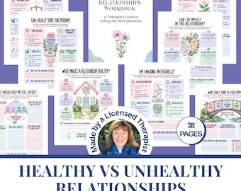 Healthy Vs Unhealthy Relationships Workbook | Relationship Help | Couples Therapy | Communication Skills Tools Couples Counseling Resources