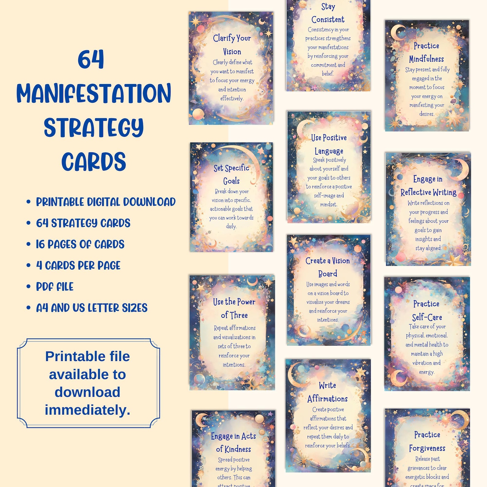 64 Manifestation Strategy Cards for Spiritual Growth Law of Attraction ...