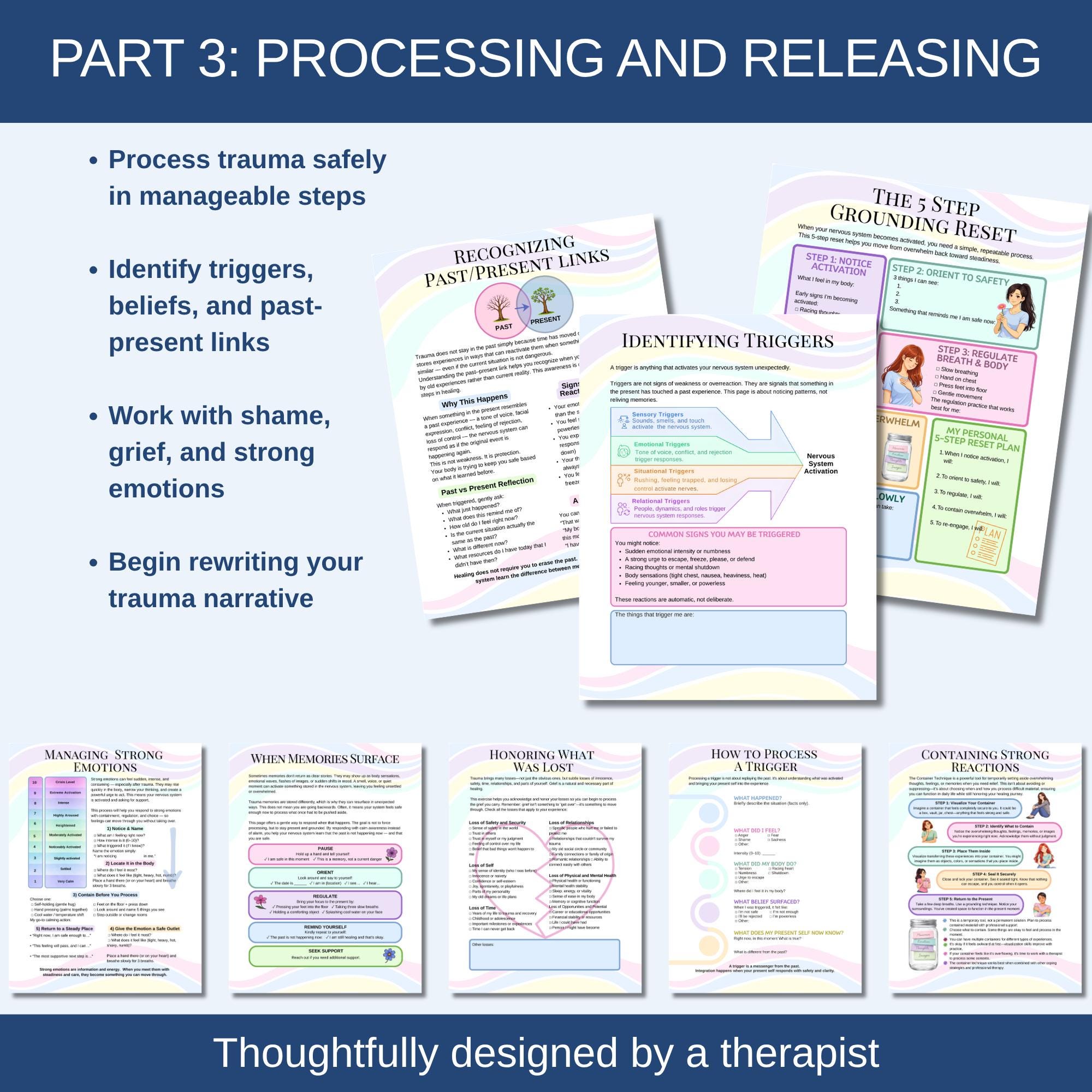 Trauma Healing Workbook Therapy Worksheets PTSD Recovery Journal ...