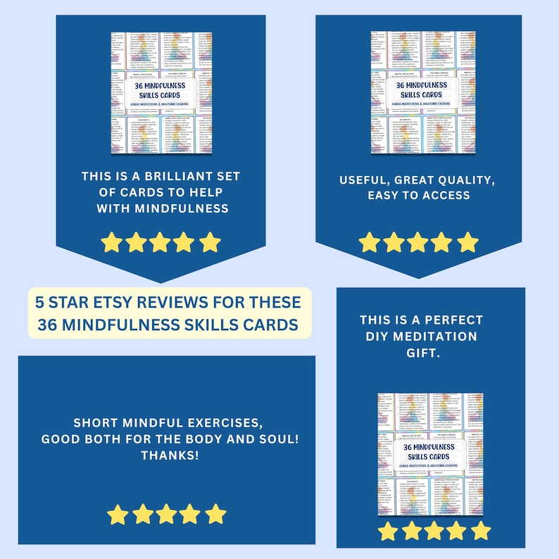 36 Mindfulness Cards: Guided Meditation Scripts, Breathing Exercises (Digital Download) image 3