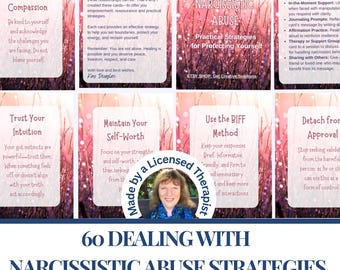 60 Dealing with Narcissism Strategy Cards Narcissist survivor Healing abuse recovery Relationship abuse help Therapist tools PTSD Trauma aid