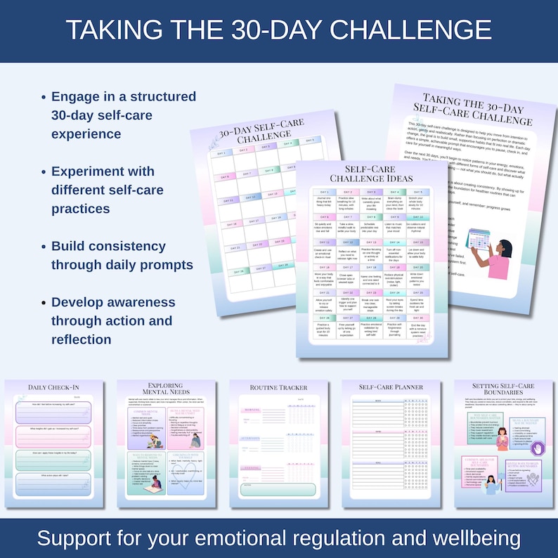 This journal is designed as flexible printable self care, it allows you to return to the pages as often as needed.