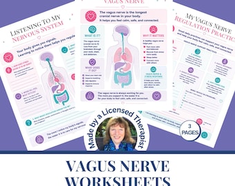 Vagus Nerve Worksheets | Nervous System Regulation | Polyvagal Therapy Resources | Somatic Exercises for Trauma Healing | Digital Download