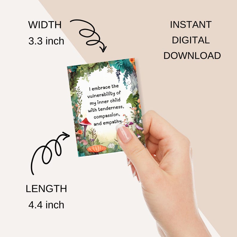 This is a 16 page PDF file with 4 affirmation cards per page.