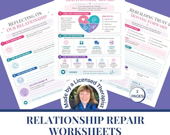 Relationship Repair Worksheets | Couples Therapy | Communication Skills Tools | Couples Counseling Resources |  Printable Digital Download