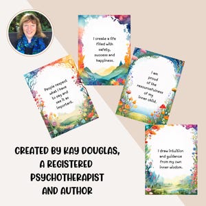 These inner child affirmation cards are created by Kay Douglas, a psychotherapist and author.