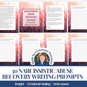 50 ejercicios de escritura para el diario de recuperación del abuso narcisista. Cuaderno de trabajo para la sanación del narcisismo. Herramientas para terapeutas sobrevivientes de abuso. Descarga imprimible en formato PDF.