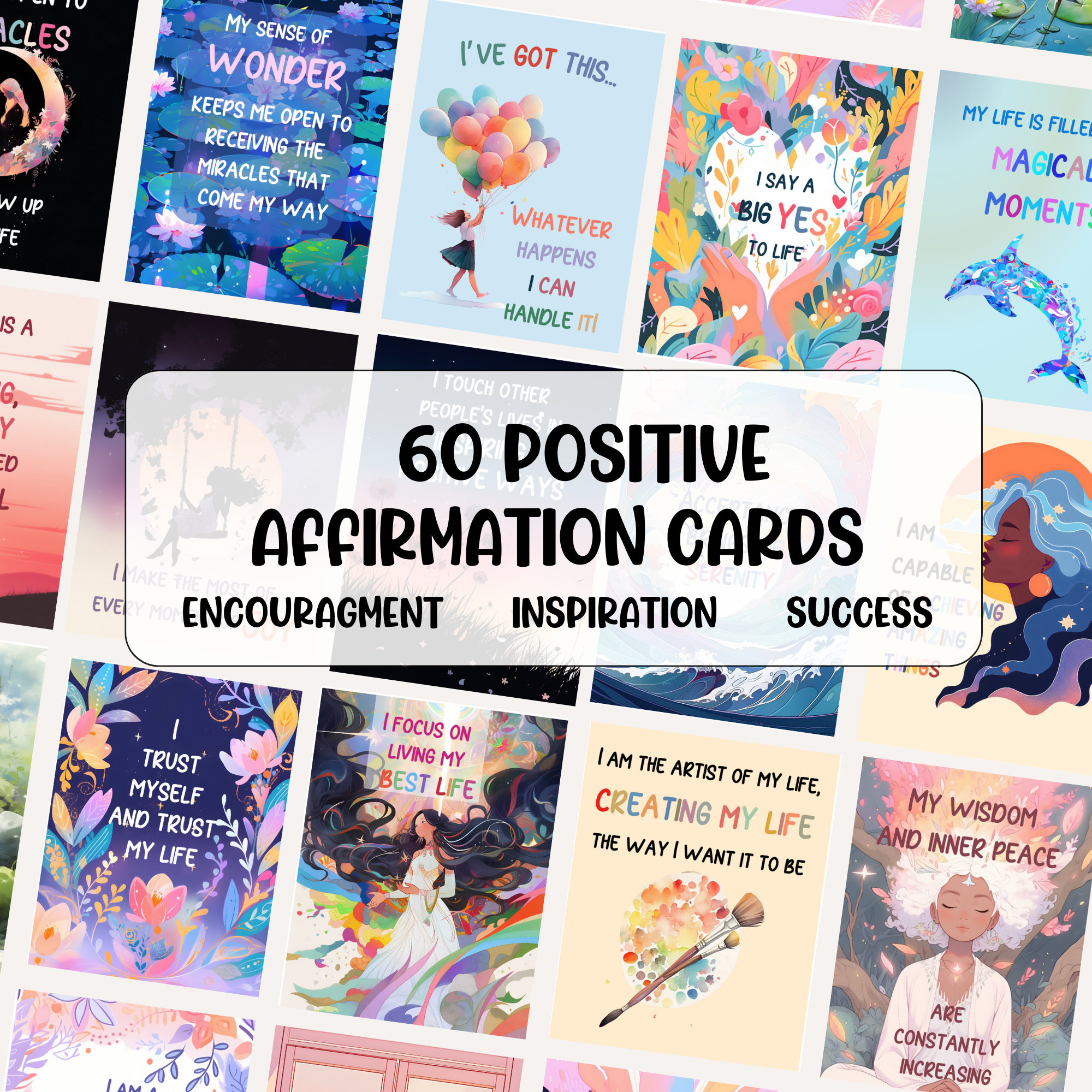 60 Affirmation Cards. Positive Flashcards. Digital Download. Spiritual ...