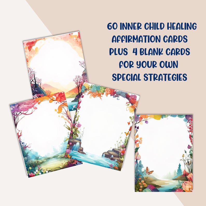 This carefully crafted set of 64 printable affirmation cards features whimsical, uplifting images designed to support you on your journey of recovery from Adverse Childhood Experiences (ACE), fostering resilience and emotional well-being.