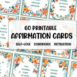 60 Boho Affirmationskarten, positive Karteikarten, inspirierendes Deck Selbstvertrauen, Motivation, Selbstwertgefühl, Manifestation, bestes Leben digitaler Download