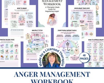 Anger Management  Workbook | Emotional Regulation | Impulse Control Coping Skills | Counseling resources |  Printable Digital Download PDF