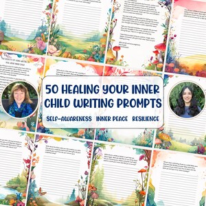 50 sugerencias para escribir sobre la sanación de tu niño interior. Recuperación de traumas infantiles. Herramientas para terapeutas de salud mental. Descarga imprimible en formato PDF.