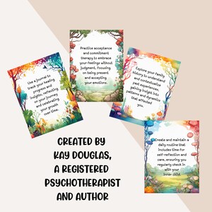 These beautiful, inspiring cards have been created by Kay Douglas, a psychotherapist and author.