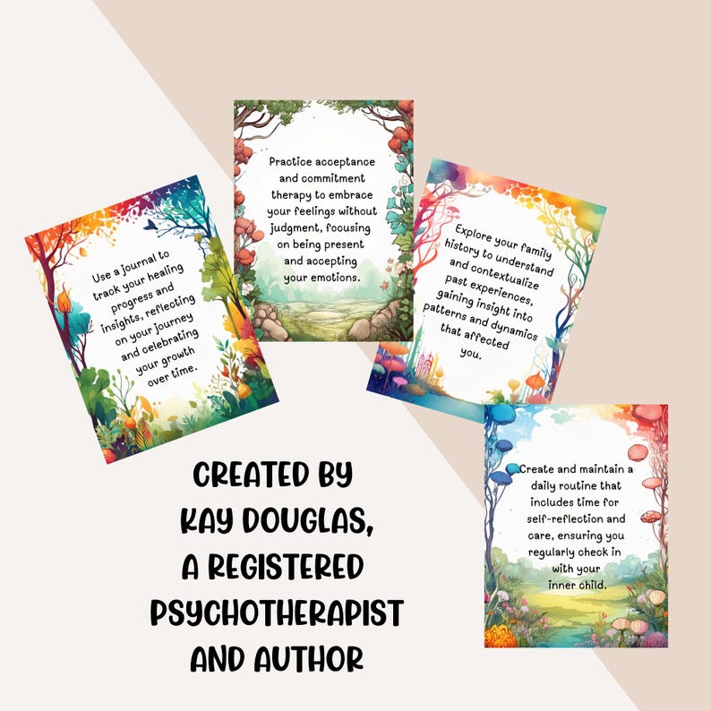 These beautiful, inspiring cards have been created by Kay Douglas, a psychotherapist and author.
