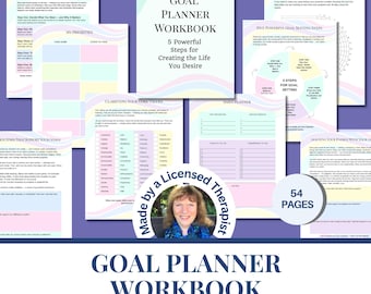 Goal planner Printable tracker for manifestation & self help Yearly journal Monthly planner Therapist made personal life plan workbook 54 pg