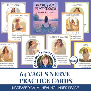 64 Vagus Nerve cards Polyvagal therapy Mental health coping skills Nervous system regulation Therapy resources Somatic exercises for trauma