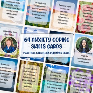 Kaarten met vaardigheden om met angst om te gaan. Angstverlichting Therapiehulpmiddelen Mindfulness strategieën voor stressbeheersing Geestelijke gezondheid Afdrukbare digitale download
