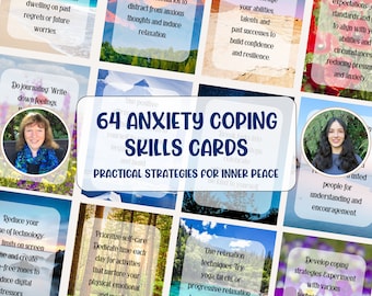 Anxiety Coping Skills Cards. Anxiety relief Therapy tools Mindfulness stress management strategies Mental health Printable digital download