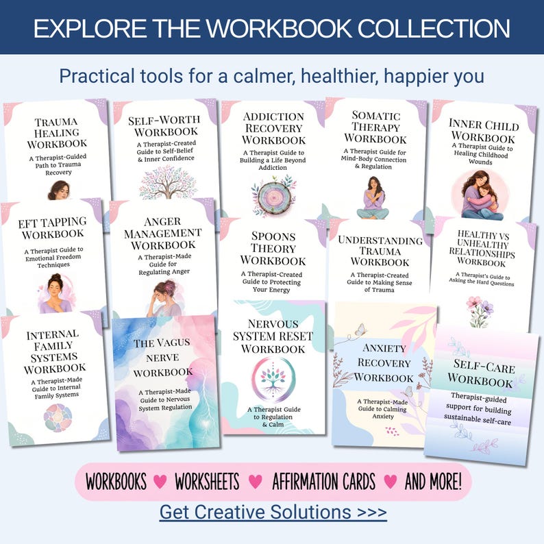 Check out the range of Therapy Workbooks for healing, increased wellbeing. and happiness.