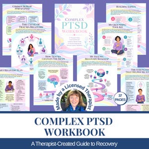 Arbetsbok för komplex PTSD Återhämtningsjournal för CPTSD Arbetsblad för traumabehandling och läkning Rådgivningsresurs Terapiverktyg Utskrivbar läkningsjournal