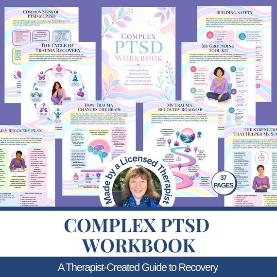 Complex PTSD Workbook CPTSD recovery journal Trauma healing therapy worksheets Counseling resource Therapy tools Printable healing journal