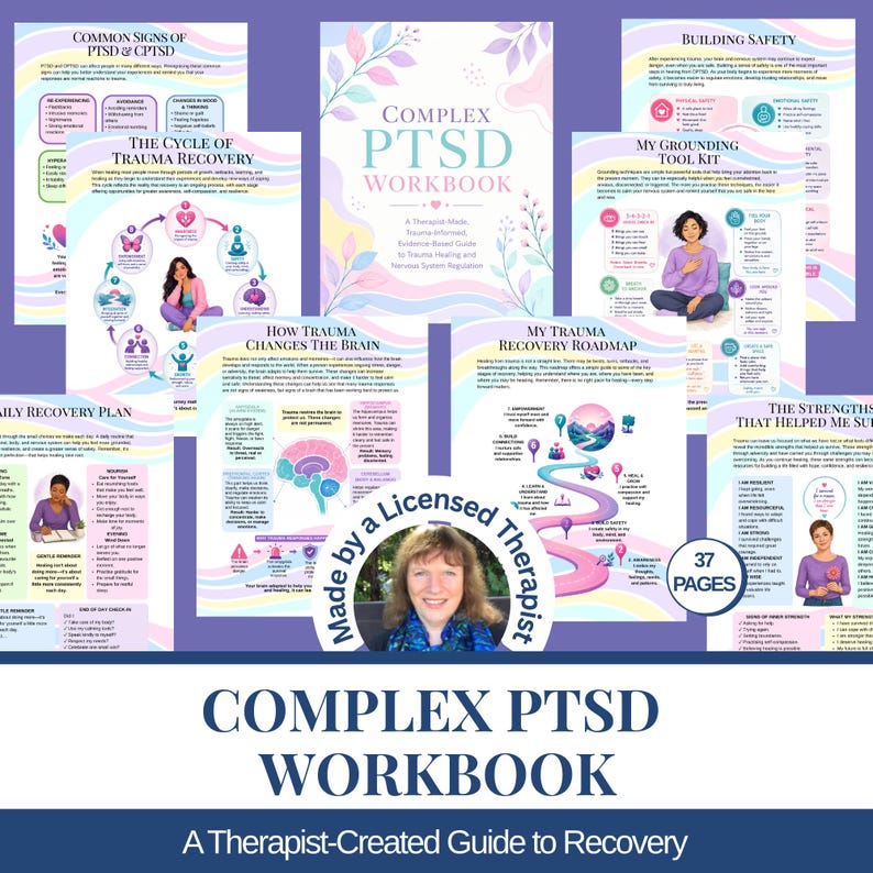 Healing from complex trauma can feel overwhelming, but you don't have to do it alone. This Complex PTSD Workbook has been thoughtfully created by an experienced registered psychotherapist to help you better understand the effects of complex trauma while developing practical skills for recovery. Combining trauma-informed education, evidence-based strategies, and guided reflection, this printable workbook supports healing at your own pace.