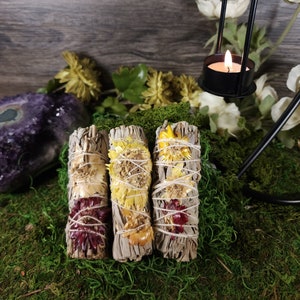 One (1) Aromatic White Sage with Bougainvillea Bundle | Incense for Smudging Cleansing Purifying Your Home | Gift For Boho Decor
