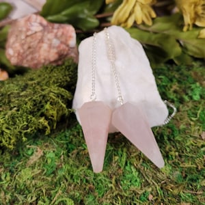 One (1) Gorgeous Rose Quartz Faceted Crystal Pendulum for Divination | Natural Crystal Tool for Pendulum Board Mat | Pointed Pendant