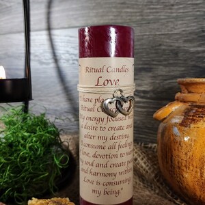 Ritual Candle Love Spell 6&quot; Unscented Pillar Candle Hand Poured in USA Ritual Candles Spell Candle Manifestation Candle Pagan Wiccan Altar