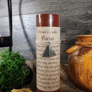 Ritual Candle Focus 6&quot; Unscented Pillar Candle Hand Poured in USA Ritual Candles Spell Candle Manifestation Candle Pagan Wiccan Altar