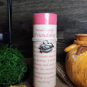 Ritual Candle Friendship 6&quot; Unscented Pillar Candle Hand Poured in USA Ritual Candles Spell Candle Manifestation Candle Pagan Wiccan Altar